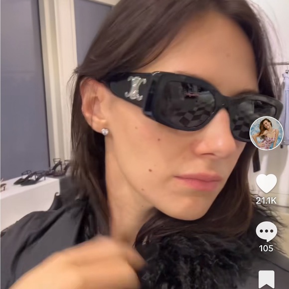 Celine Triomphe Rectangular Black Sunglasses - Picture 9 of 11